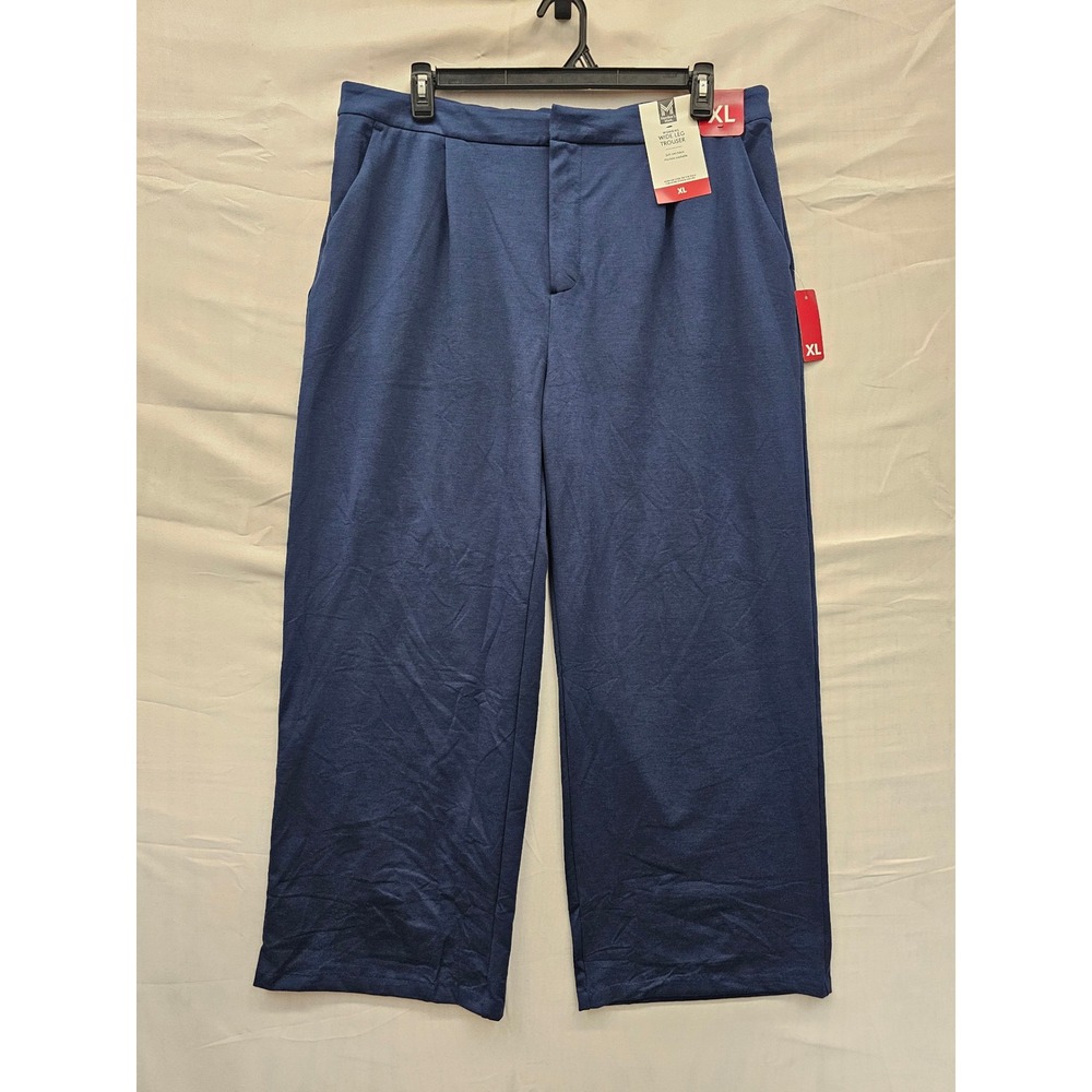 Member's Mark Womens Wide Leg Trouser Blue Polyester‎ Blend Casual Size XL
